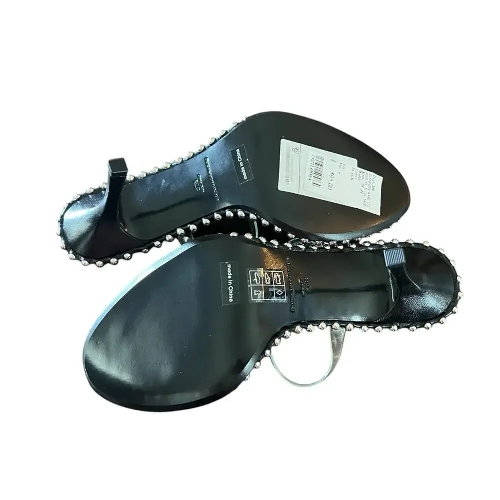 Alexander Wang Nova Slide Sandal Clear Strap Silver Beaded EU 37.5 US 7.NEW